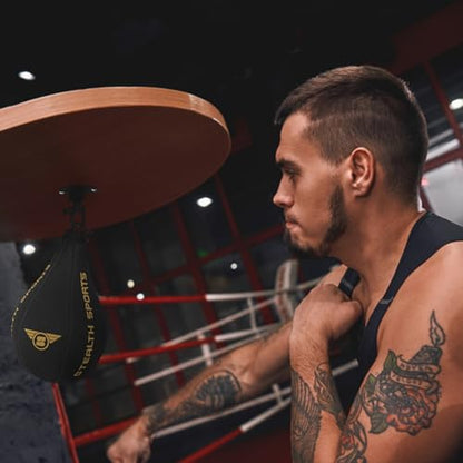 Stealth Sports Speed Ball Boxing – MMA Speed Bag & Hanging Swivel Kit for Boxing Training – Punching Bag for Muay Thai, Kickboxing, Martial Arts, Reflex and Speed Training Striking Bag