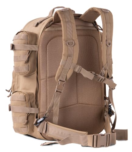 Large Tactical Backpack Bag For Hiking,Camping,Travel,Bug-Out 55L - color: Coyote Brown