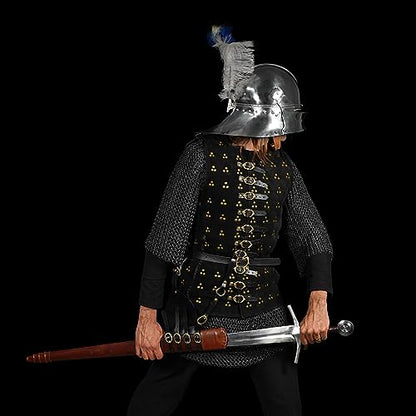 Mythrojan Medieval Sword Frog Adventurer with Leather Holder for Universal Rapier, Broadsword, Cutlass - style: Left Handed - Black (6")