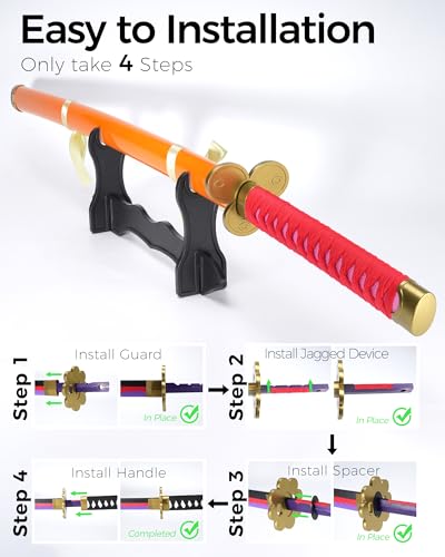 Cold Blade Katana Sword - 41 inches Katana Replica with Holster Belt and Display Stand - Sword with Authentic Design - color: Pale Moon