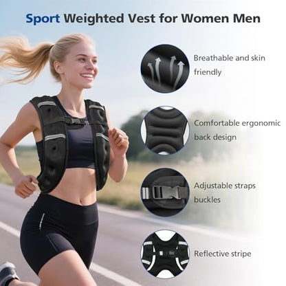 Wolliwa 6lb/8lb/12lb/16lb/20Lb Weighted Vest Woman Men - color: Dark Grey, size: 8 Lbs