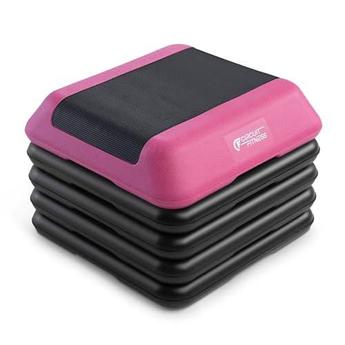 Circuit Fitness Non-Slip Step solution 16"x16", 2 or 4 Risers, 6 Colors - color: American Pink - 4 Risers