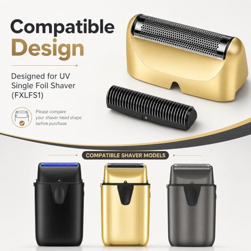 Replacement Foil Blade Compatible with BaBylissPRO UV Metal Single Shaver - color: Gold-2 Packs