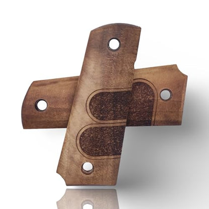 Art Series 1911 Pistol Grips – Handcrafted Walnut Wood Panels with Unique Engraved Designs | Oil Finish | Fits Full-Size 1911 Clones - color: Twin Fields
