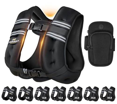 PodiuMax Weighted Vest for Women, Comfort-Fit with Adjustable Straps & Phone Bag, 6/8/12/16/20/25/30LB Womens Weighted Vest for Faster Weight Loss, Walking Strength Training Running - size: 30LB