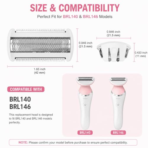 Replacement Shaver Head Foil Blade, Stainless Steel Electric Razor Replacement Head for Women, Compatible with BRL140 BRL146 Models, Wet Dry Trimmer Head for Face and Body Hair Removal
