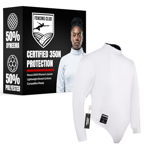 Womens Fencing Jacket 350N, Novus Breathable Lightweight Stretch Uniform for Foil Epee & Saber Competition Ready - size: 48, style: Right Hand