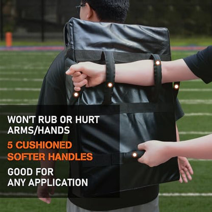 Hikeen Football Blocking Pad Training Equipment Denser Softer Foam Kick Pads for Football, Basketball, Hockey, Lacrosse Tackle Dummy - 24"x16" Kick Shield Pad with Handles (1PCS) - style: XXL 32"x20" Premium Blocking Pad – 1-Pack