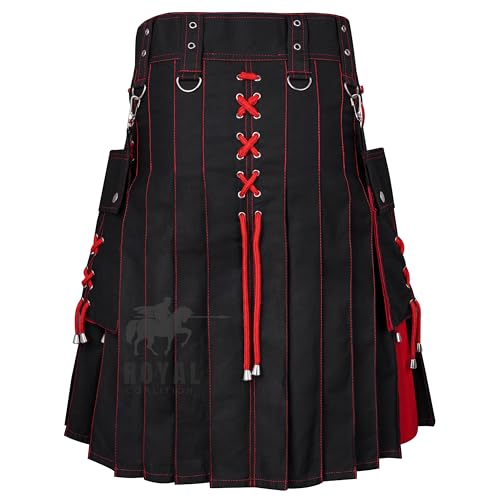 Men's Scottish Utility Kilt Modern Two Tone Cotton Sports Kilts - size: 52