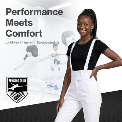 Kids Fencing Pants 350N, Novus Breathable Lightweight Stretch Knickers for Foil Epee & Saber Competition Ready - size: 140, style: Right Hand