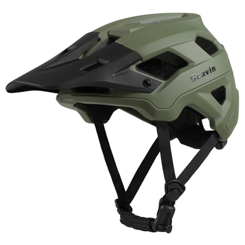 Mountain Bike Helmet for Adult, NTA 8776 E-Bike & Road Bicycle Helmet Certified Adjustable MTB Cycling for Men Women Youth Visor &Magnetic Buckle - color: Green, size: L (22.9-24 in)