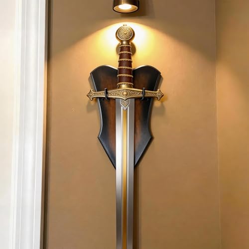 Sword Plaque Wall Mount Vertical Display Holder Adjustable Stand for Bow Medieval Dagger Axe (1pcs Medium Brown) - color: 1pcs Medium Brown