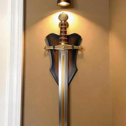 Sword Plaque Wall Mount Vertical Display Holder Adjustable Stand for Bow Medieval Dagger Axe (1pcs Medium Brown) - color: 1pcs Medium Brown