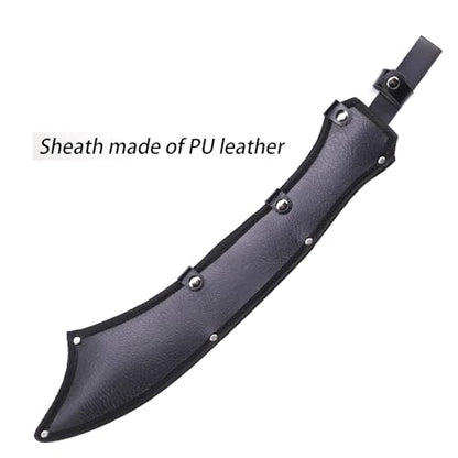 Handmade Cast High-Carbon Steel Blade Sword, Sharp Blade, Full Tang, with Leather Protective Cover Metal Sword All Made of Metal for Collection Outdoor, Hunting Camping Hiking Survival