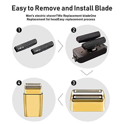 Shaver Replacement Foil & Cutters compatible with BaBylissPRO Double FXFS2(2PC Gold) - color: 2PC Gold