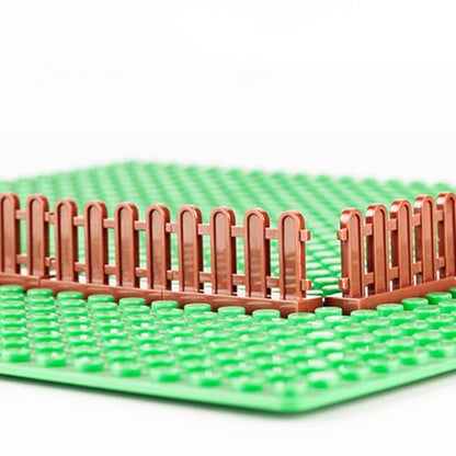 Fence Building Block Set, 21 Pieces Building Accessories for Garden Trees/Flowers/Farm Animal, Compatible with Classic Building Bricks (Brown)