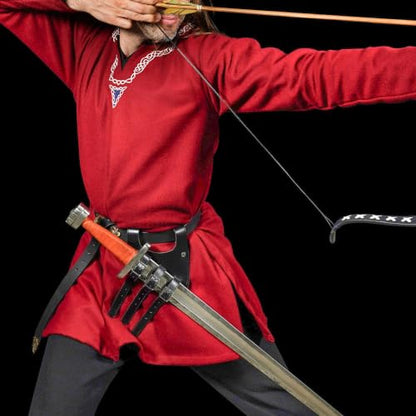 Mythrojan Medieval Sword Frog Adventurer with Leather Holder for Universal Rapier, Broadsword, Cutlass - style: Right Handed - Black (6" X 5")