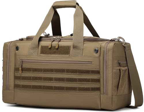 45L Large Duffle Bag for Men & Women - Military Tactical Gym Bag for Travel - color: Brown, size: 45L