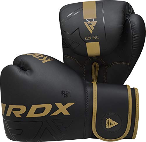 RDX Boxing Gloves, Pro Training Sparring, Maya Hide Leather, Muay Thai MMA Kickboxing, Men Women Adult, Heavy Punching Bag Focus Mitts Pads Workout, Ventilated Palm, Multi Layered, 8 10 12 14 16 18 Oz - color: GOLDEN, size: 10 OZ