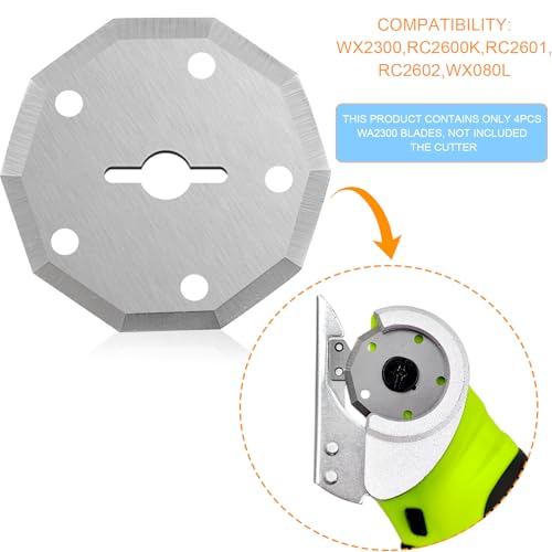4-Pack Replacement Rotary Blades Compatible with WORX WX082L 4V ZipSnip Cordless Electric Scissors, WA2300 Replacement Blades (1-1/2"),Fits RC2600K, RC2601, RC2602, WX080L,WX2300