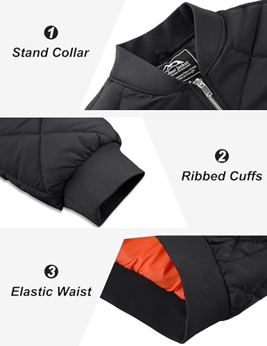 TACVASEN Men's Padded Jackets Winter Full Zipper Fleece Outwear Casual Windproof Bomber Varsity Coat - color: Black, size: Small