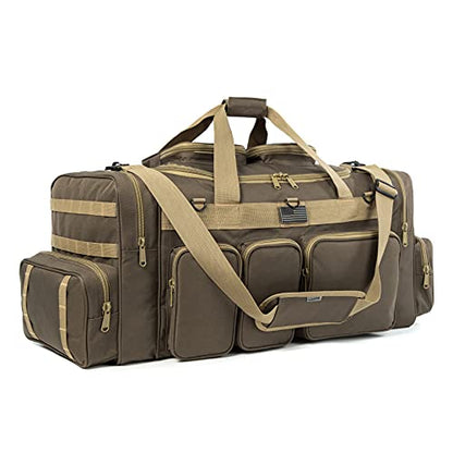 Heavy Duty Range Duffel Quality Tactical Gear Travel Sports Equipment Gym Bag Lockable Zippers with US Flag Patch (33" Khaki) - size: 33" Khaki