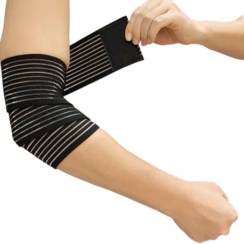 Adjustable Arm Compression Wrap Sleeve, Elastic Support for Biceps, Triceps and Forearm, Arm Brace for Workout, Sports, Muscle Recovery, Daily Use - color: Black