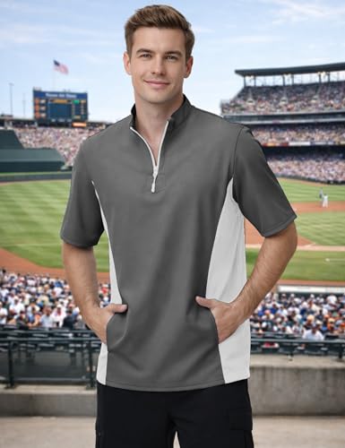 Men’s Cage Jacket Baseball Windbreaker Lightweight Batting Practice Pullover for Training Water-Resistant Jacket - color: Dark Grey, size: X-Large
