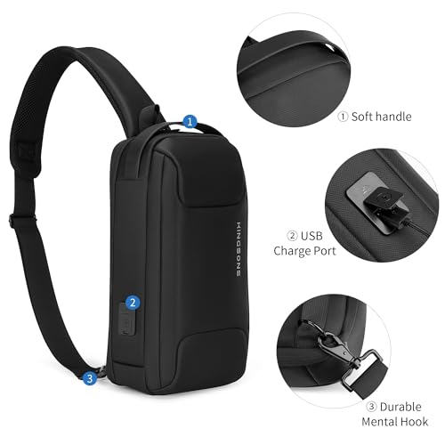 Kingsons Sling Crossbody Bag for Men Chest Shoulder Backpack Casual Daypack - color: Ks3288w-a