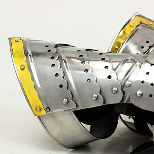Nagina International Medievalz Warrior Steel Gothic Knight Style Warrior Functional Gloves & Gauntlets | Brass Accent