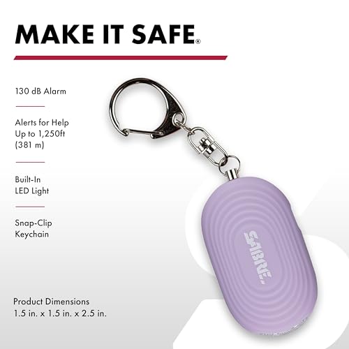 SABRE Personal Safety Kit with Pepper Spray and 2-in-1 Personal Alarm with LED Light, 0.54 fl oz, 25 Bursts,130dB Alarm, Audible Up to 1,250 Feet - color: Lavender, size: 0.54 Fluid Ounces/15 Grams