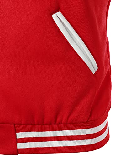 HOOD CREW Man’s Varsity Jacket Cotton Blend Letterman Jackets - color: Red, size: Small