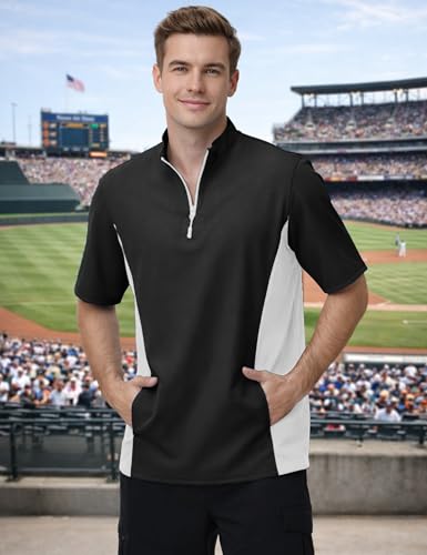 Men’s Cage Jacket Baseball Windbreaker Lightweight Batting Practice Pullover for Training Water-Resistant Jacket - color: Black, size: XX-Large