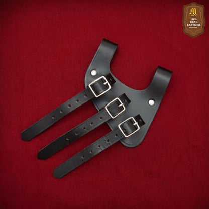 Mythrojan Medieval Sword Frog Adventurer with Leather Holder for Universal Rapier, Broadsword, Cutlass - style: Right Handed - Black (6" X 5")