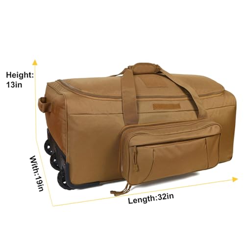 120L Travel Duffle Bag With Wheels Expandable Rolling Travel Bag for Men - color: Tan
