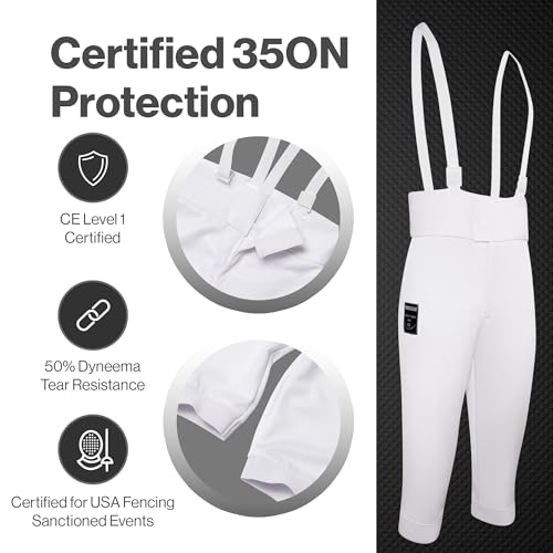 Kids Fencing Pants 350N, Novus Breathable Lightweight Stretch Knickers for Foil Epee & Saber Competition Ready - size: 152, style: Left Hand