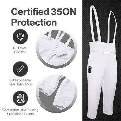 Kids Fencing Pants 350N, Novus Breathable Lightweight Stretch Knickers for Foil Epee & Saber Competition Ready - size: 164, style: Right Hand