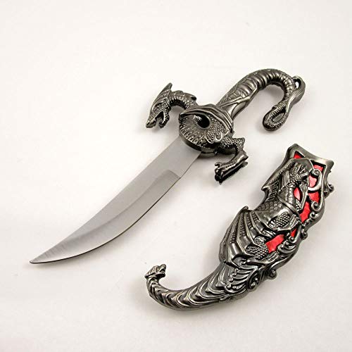 SZCO Fixed Blade Full Tang Knife 9.5", Metal Handle Camping Knife, Red - color: Red