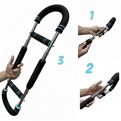 PowerTwister Adjustable Arm & Chest Trainer – 66–110 lbs Resistance, Home Workout Equipment for Men & Women, Forearm, Chest & Shoulder Strength Trainer