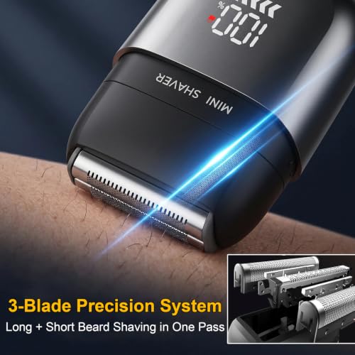 Electric Foil Shaver for Men, Close Shave Electric Razor for Men with 3 Floating Blades, IPX7 Waterproof Wet/Dry Washable Shaver, Smart LED Screen, 100-Min Runtime, Travel Lock (Replacement) - color: Replacement