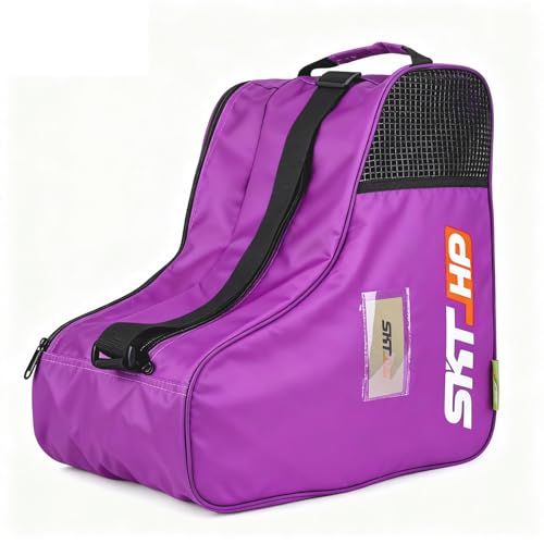 Roller Skate Bag with Adjustable Shoulder Strap for Kids and Adults to Hold Inline Skates and Knee Pads - color: Purple