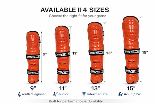 MyLec MK5 Street/DEK Shin Pad, Lightweight & Durable Hockey Accessories, 360° Straps, Hard Front Shells, Breathable Material, Metatarsal Padding Ice Hockey Shin Guards, Foam Rubber - color: Red, size: 9"