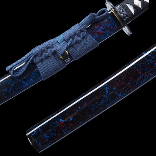 Handmade Sharp Katana, Traditional Clay Tempered 1060/9260/T10 Steel, Full Tang Real Katana Sword, Authentic Japanese Craft Samurai Sword - color: Purple