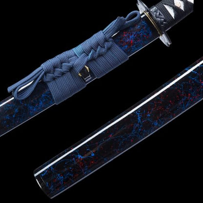 Handmade Sharp Katana, Traditional Clay Tempered 1060/9260/T10 Steel, Full Tang Real Katana Sword, Authentic Japanese Craft Samurai Sword - color: Purple