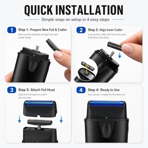 Replacement Foil Blade Compatible with BaBylissPRO UV Metal Single Shaver - color: Black-2 Packs