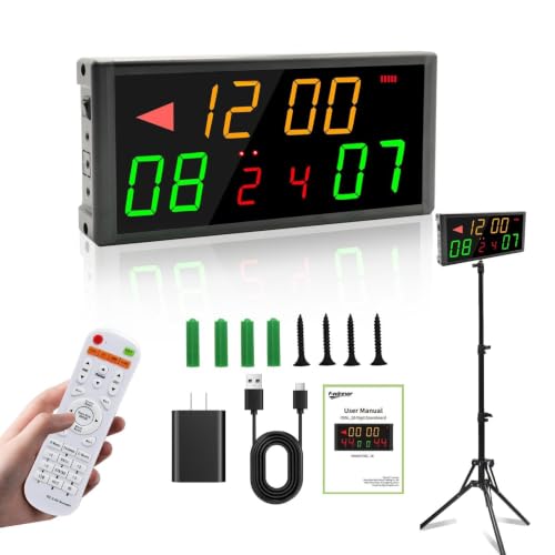 Electronic Scoreboard Large Scorekeeper with Tripod/Remote/Timer/Shot Clock - color: Green Yellow with tripod