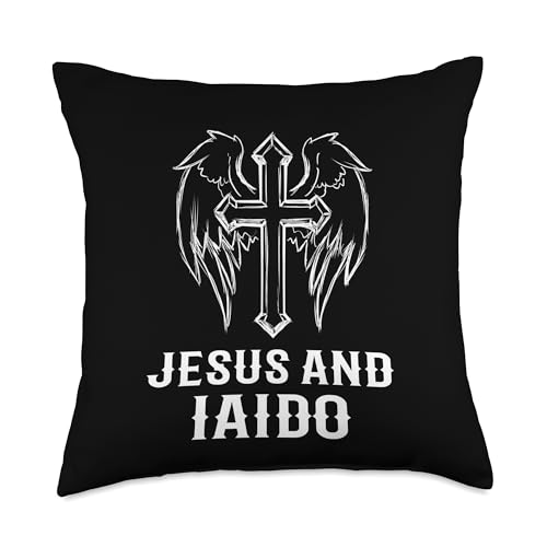 Iaido Instructor / Iaido Student / 'Jesus And Iaido!' Saying Throw Pillow - size: 18x18