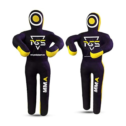 MMA Grappling Dummy Brazilian JIU Jitsu BJJ Punching Bag for Self Defense Wrestling Judo Karate Boxing Throwing Submission Standing Position - UNFILLED - color: Black Yellow, size: 5FT / 59"