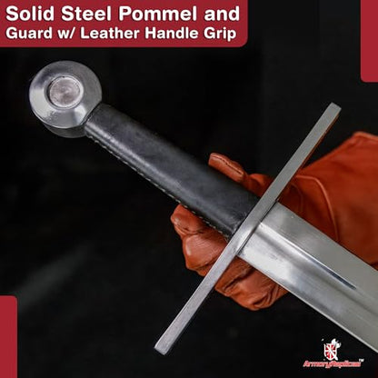 Armory Replicas™ Medieval Hand Forged Knight Sword EN45 Carbon Steel Full Tang with Scabbard - style: Knightly Arming Sword