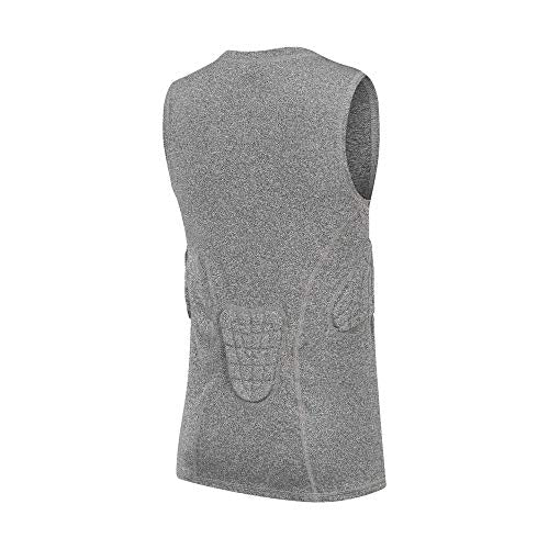 Youth Padded Compression Shirt Vest Rib Chest Protector Football Baseball - color: Padded Vest Gray, size: Medium